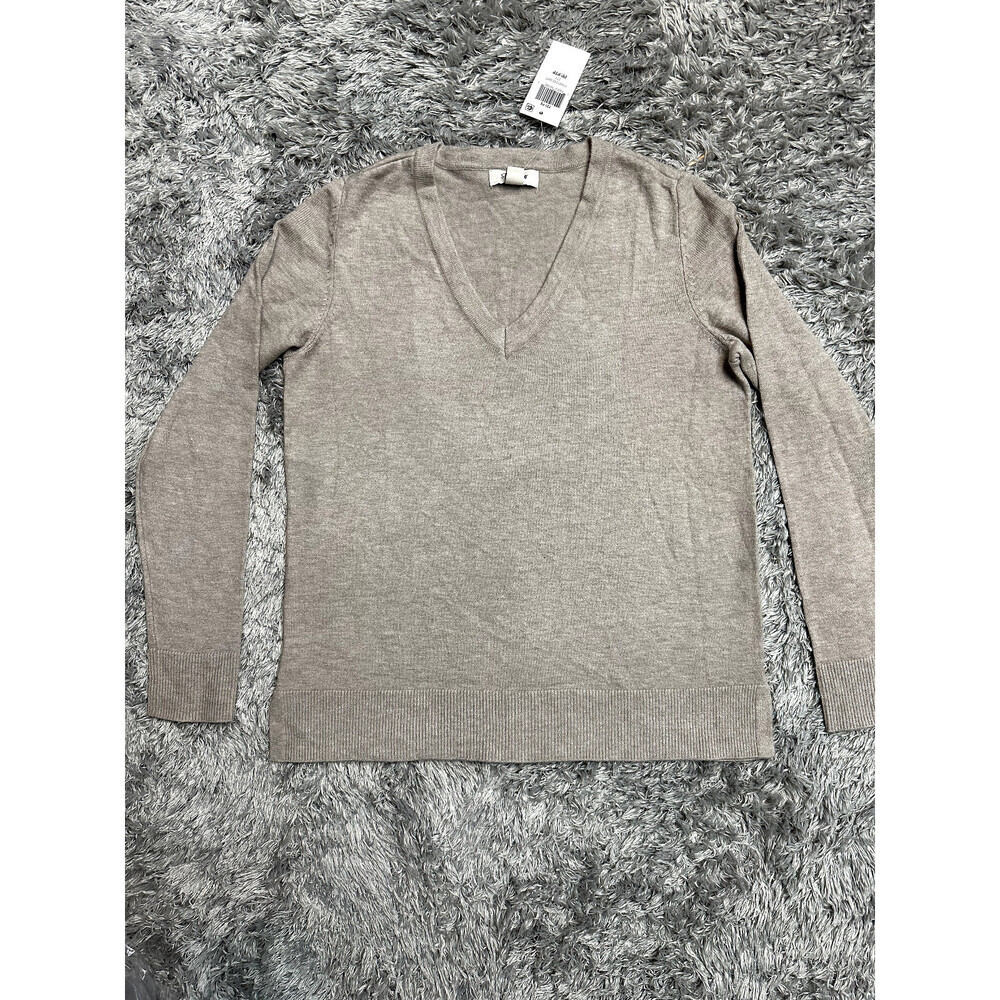 Style & Co Women's Long Sleeve V-Neck Sweater In Solid Brown Top Size PP Petite - Picture 2 of 8